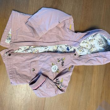 Manteau, rose, légèrement doublé, mots d’enfants, 12 mois