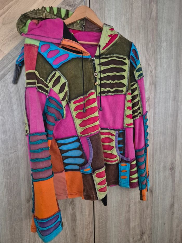 Veste patchwork colorée style népalais – Taille L/XL