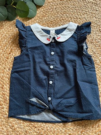 Chemise sans manches nouée à pois pour bébé fille Orchestra 12m