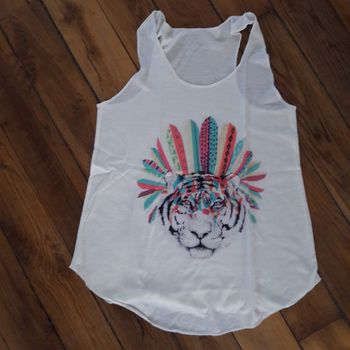 Débardeur blanc imprimé lion