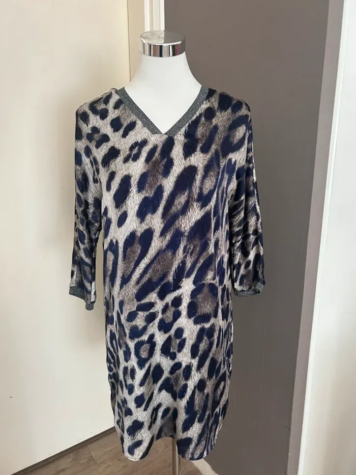 One step robe bleue, imprimer léopard femme, taille 38