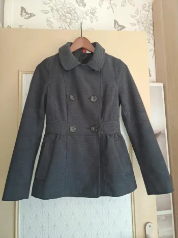 Manteau gris chaud femme comme neuf sexy cintré divided H&m 34
