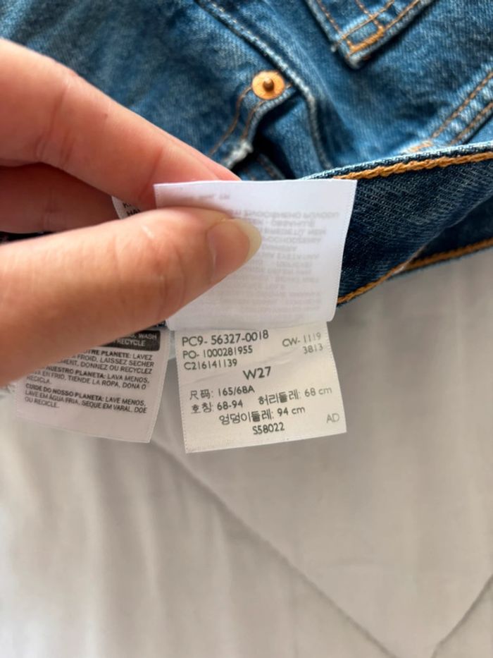 Short Levi’s 501 mini court bleu frange effiloché – taille haute style destroy Levi’s Premium L/40 - photo numéro 6