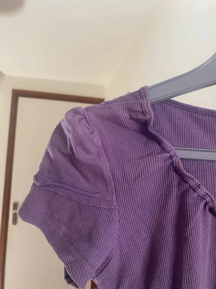 T-shirt violet dentelle Chose Promise – Élégance & confort pour la rentrée 💫 (Taille 38) - photo numéro 4