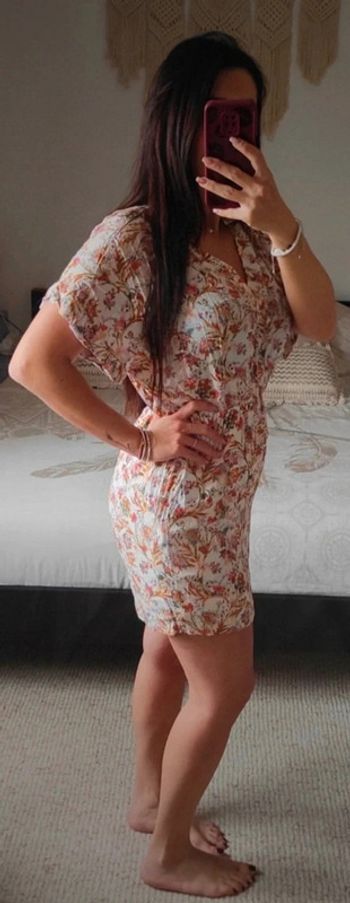 Jolie petite robe d'été Zara L blanche et multicolore