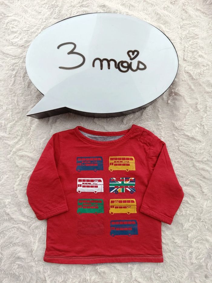 Tee shirt chemise manches longues épais doublé Garçon 3 mois Obaïbi 100% coton