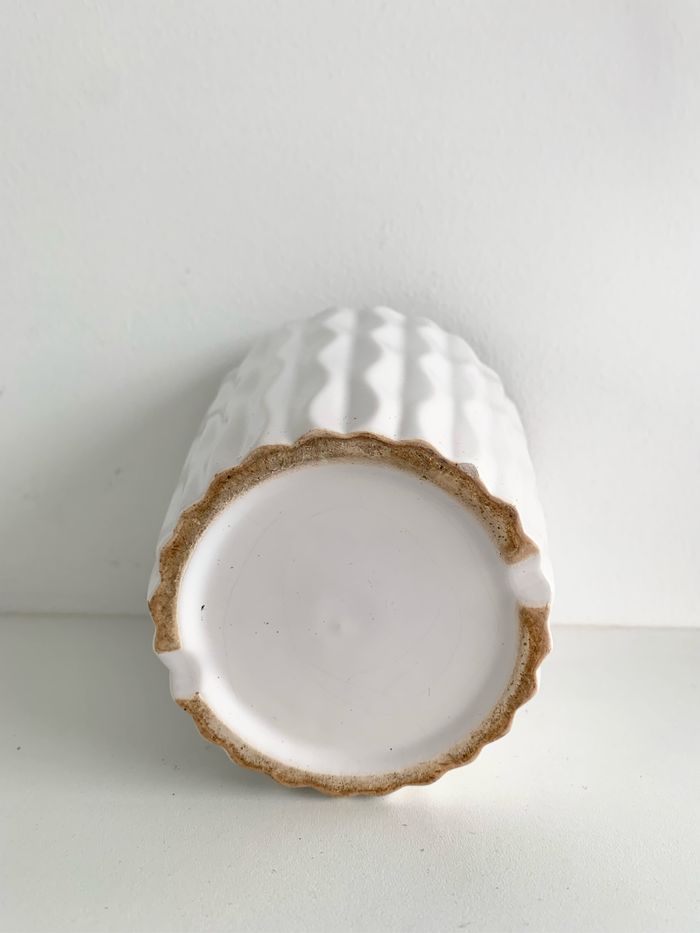 Cache-pot plante / fleurs en céramique blanc - photo numéro 3