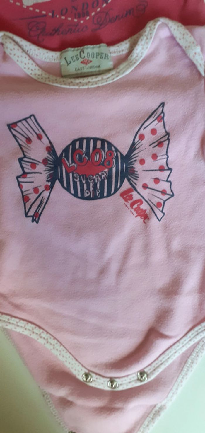 Lot de 3 bodies coton lee cooper manches longues 6 mois fille - photo numéro 3