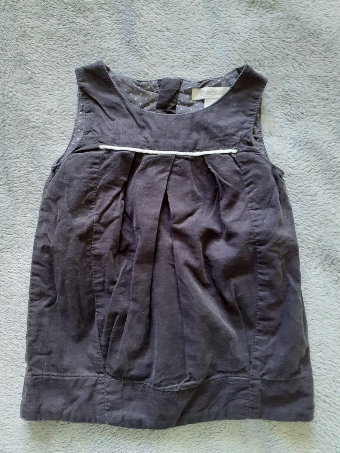 Robe fille sans manches en velours grise 3 mois neuve