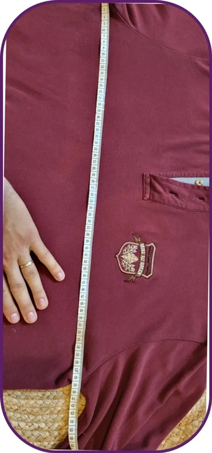 Polo manches longues Mise au Green – Vintage – Homme - Bordeaux - Taille L - Très bon état - photo numéro 7