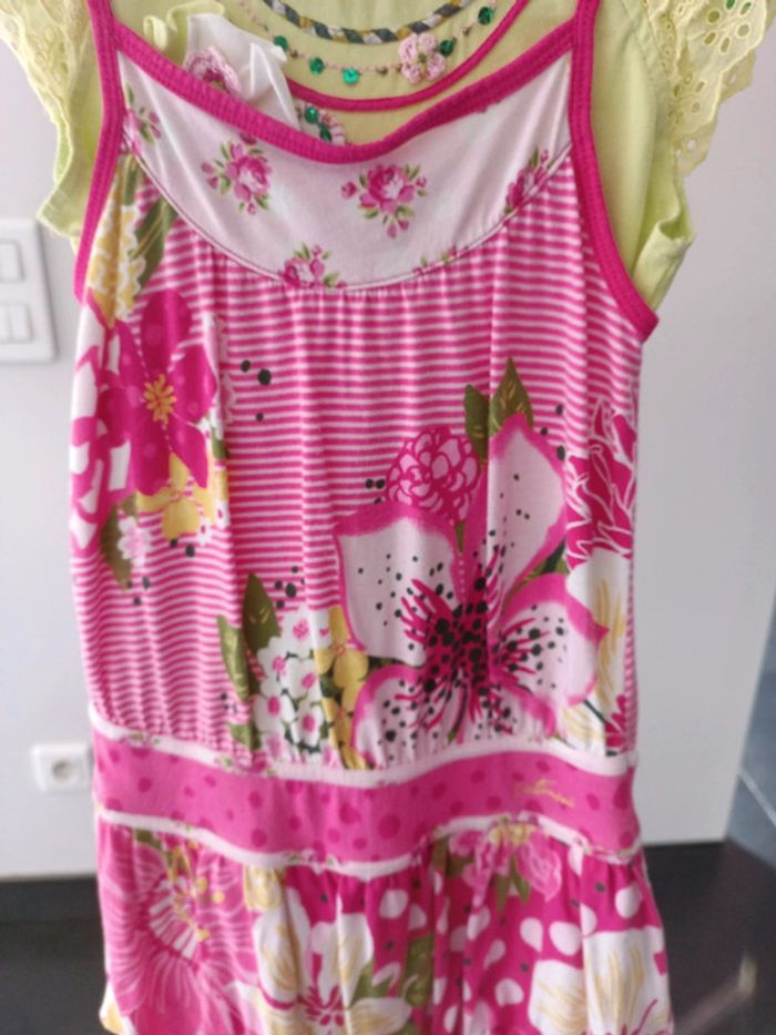 Robe rose et verte catimini taille 8 ans - photo numéro 2