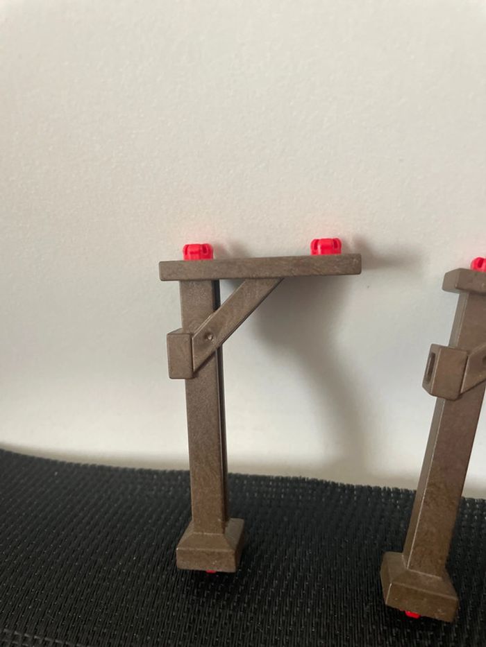 Playmobil  lot 3 poteaux supports marron foncé ferme fort western 3023 3285 3938 4055 7718 7936 - photo numéro 2