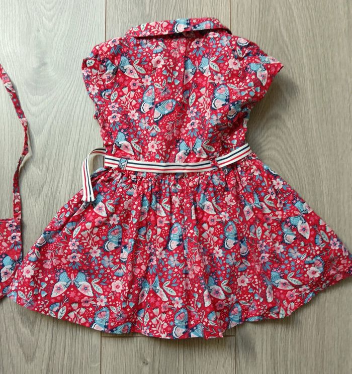 Robe sergent major 2 ans fleurs avec pochette rouge - photo numéro 4