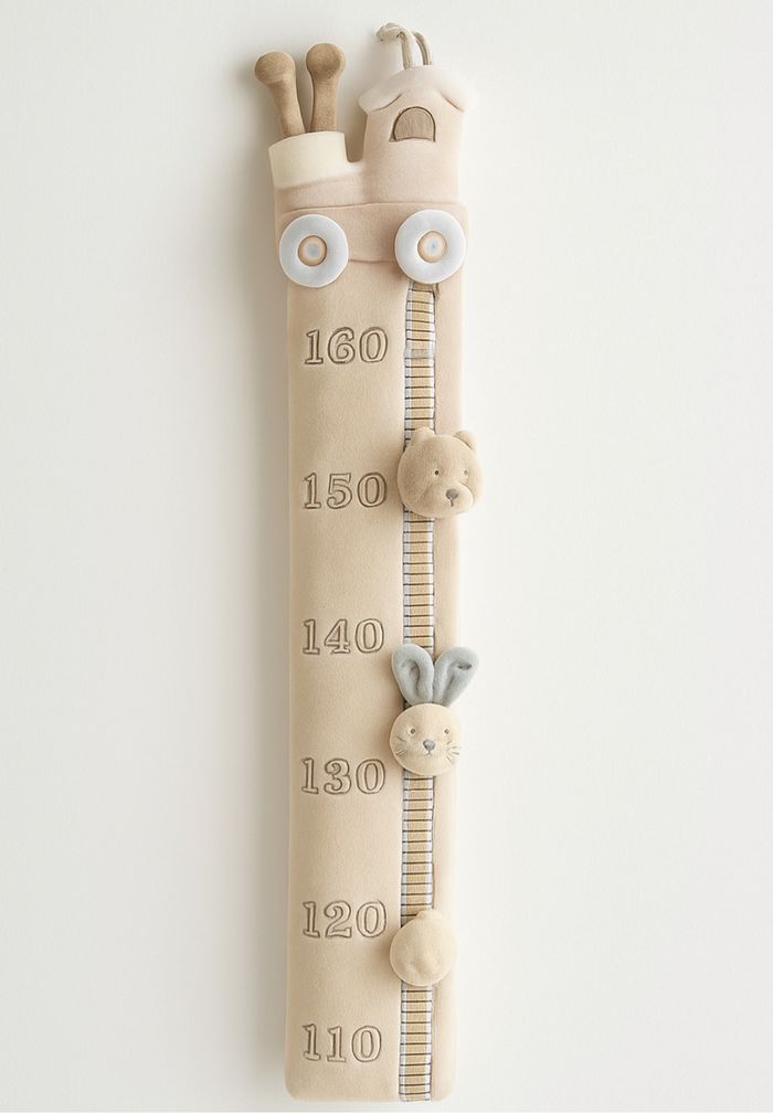 Toise peluche Sauthon beige – motif train, jusqu’à 160 cm