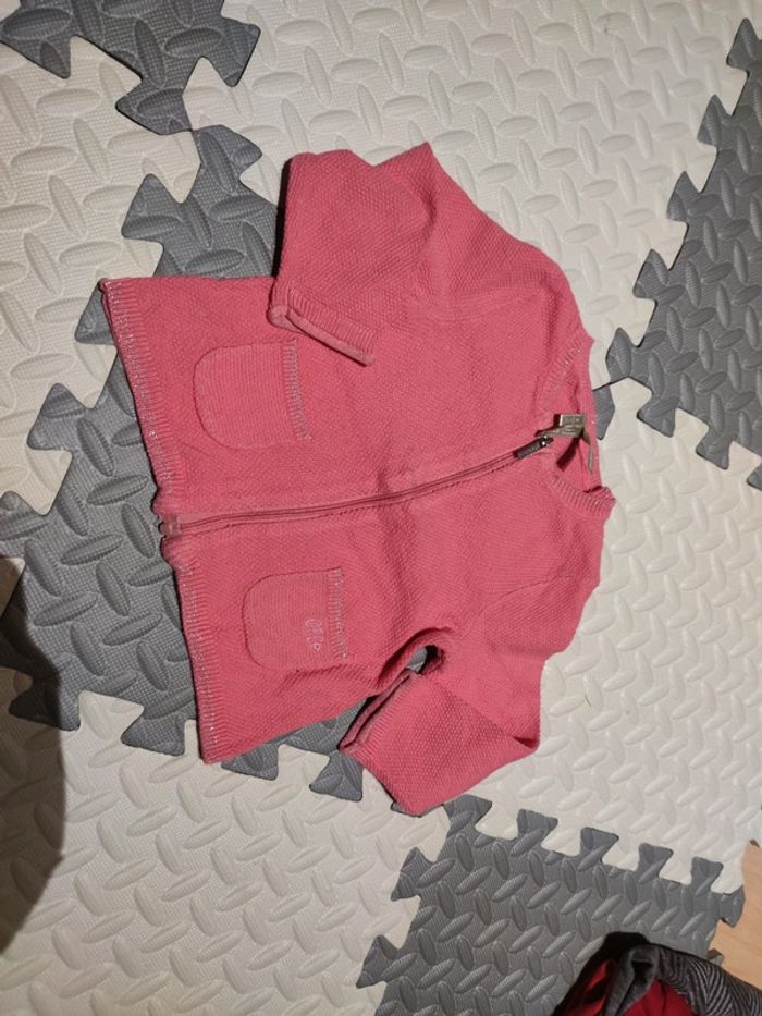 Gilet zippé rose nid d'abeille orchestra 9 mois