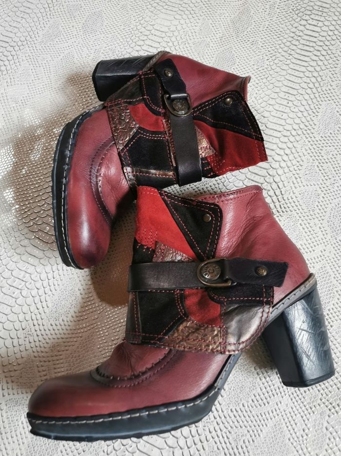 Boots fantaisies à talons bordeaux ATRAI T39 - photo numéro 6