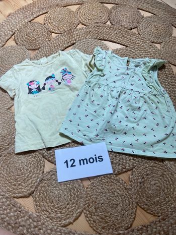 Lots de deux T-shirts à manches courtes 12 mois