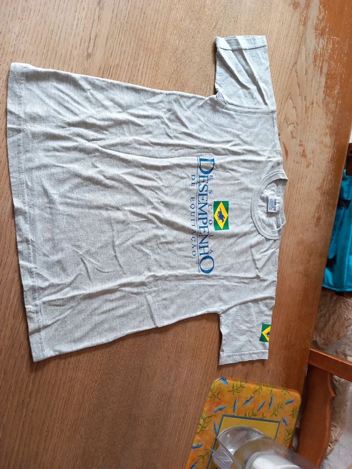 Tee-shirt gris coton 10ans Équitation - photo numéro 3