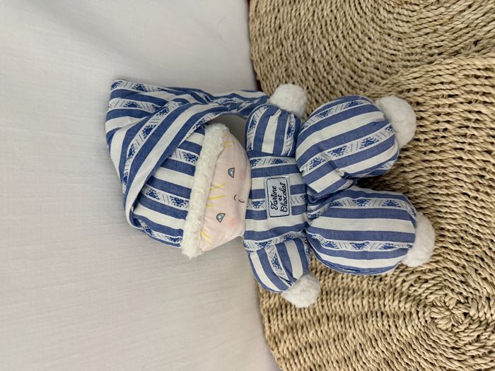 Doudou poupée lutin rayé bleu TARTINE ET CHOCOLAT - photo numéro 5
