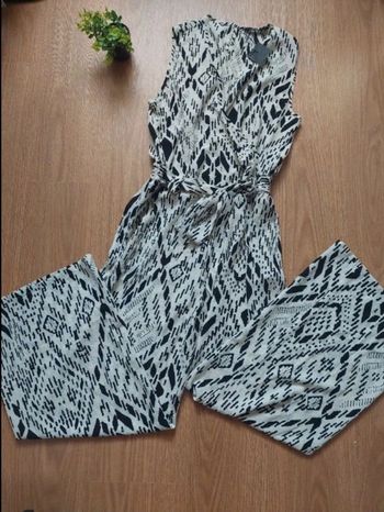 Combinaison pantalon ceinturée noir/blanc Only T38 TBE 🌞