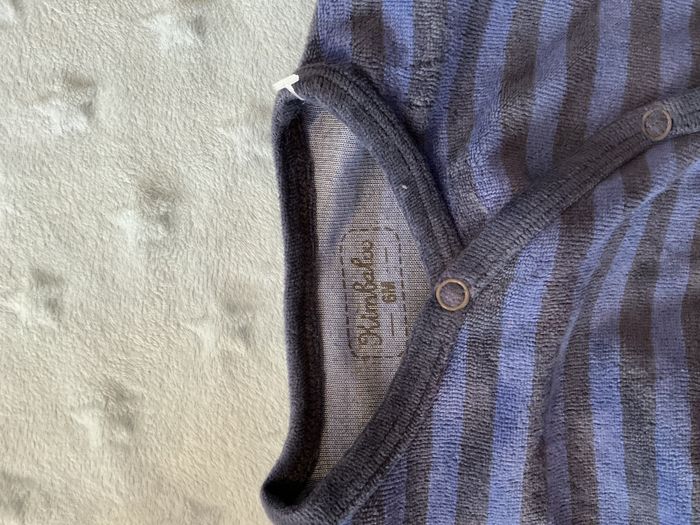 pyjama grenouillère en velours marine et bleu ouverture devant 6 mois kimbaloo - photo numéro 9