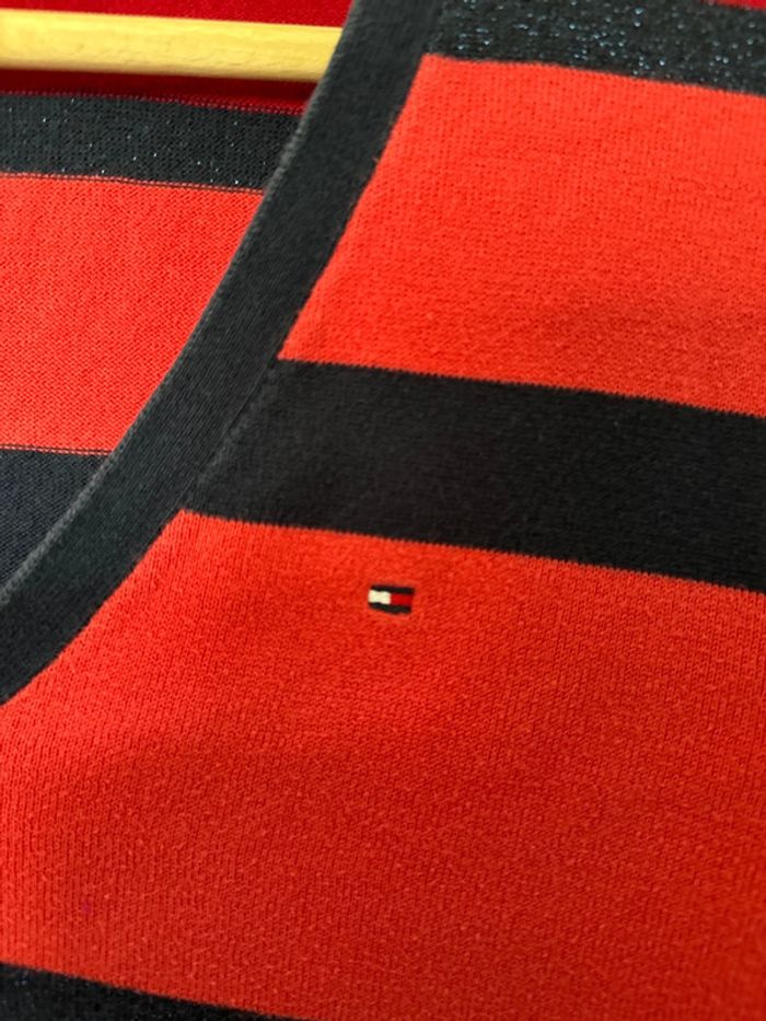 Pull Tommy Hilfiger Femme – Col V – Rayé Rouge/Blanc/Bleu – Taille XL - photo numéro 3