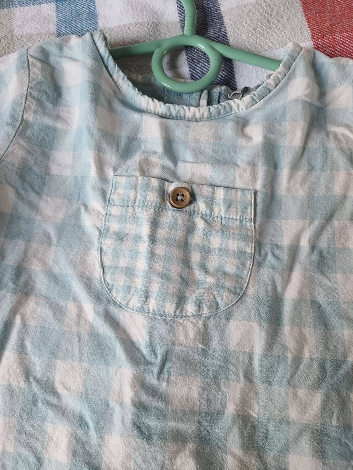 Pyjama Bout'chou effet deux-en-un bleu vichy - photo numéro 2