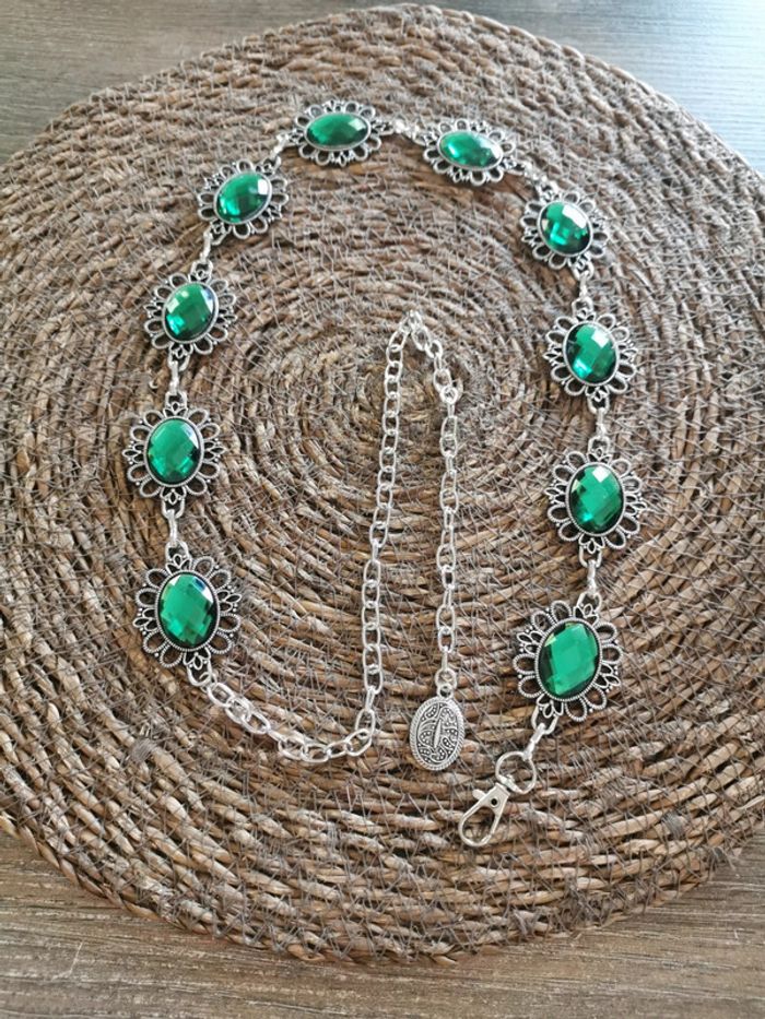 Ceinture Métal femme pierre verte