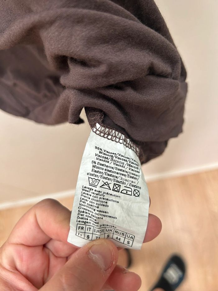 Haut marron manches 3/4 taille 1 - S - en viscose camaïeu - photo numéro 5