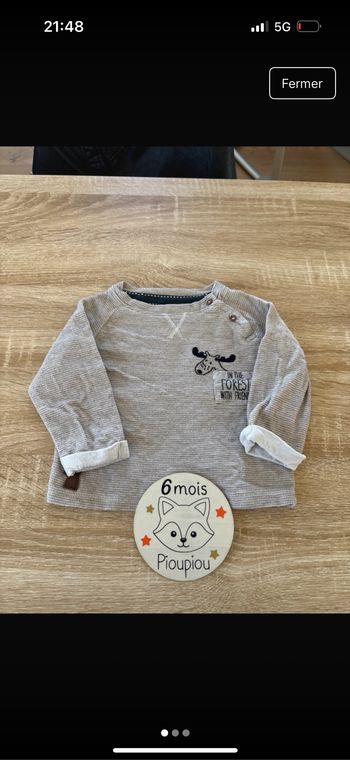 Pull fin marron et blanc 6 mois Très bon état Kiabi