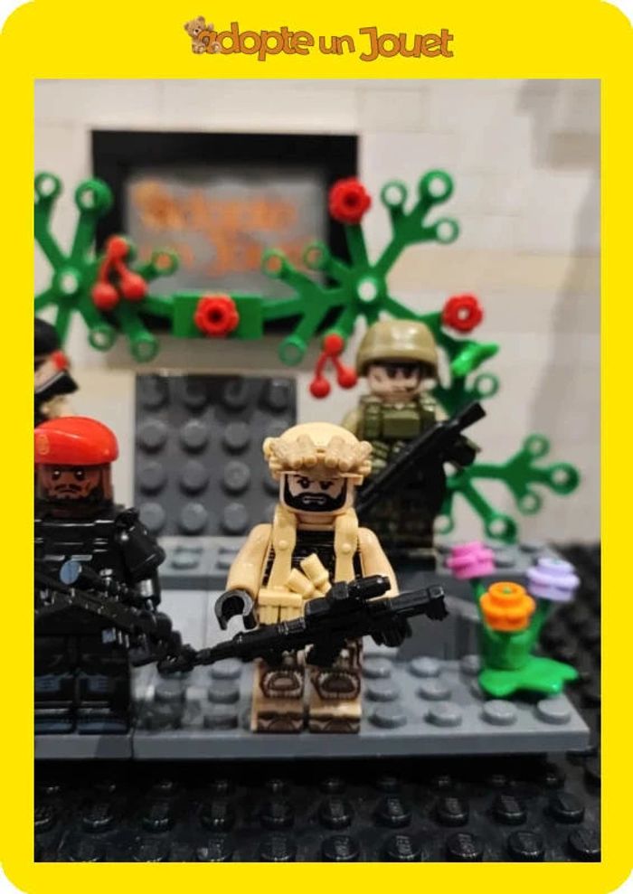 🚁 Lot de 4 figurines militaires 🔫 LM25 🪖Forces Spéciales - type Lego