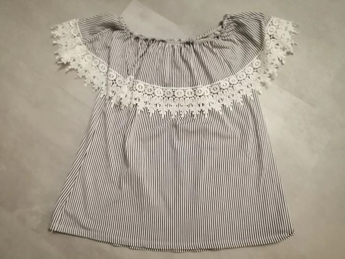 Top marine et blanc Taille unique