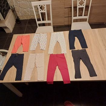 6 leggings + 2 pantacourts fille 24 mois