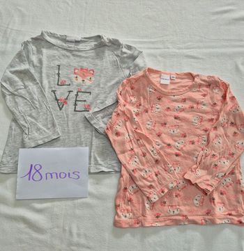 Lot de 2 t-shirts "P'tit bisou" 18 mois