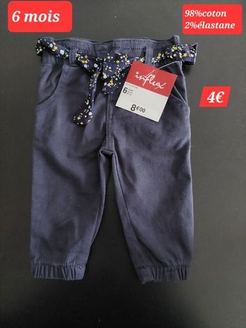 Pantalon avec ceinture fille 6mois