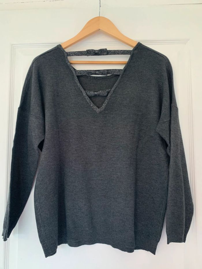 Pull gris noeuds argentés taille unique - photo numéro 2