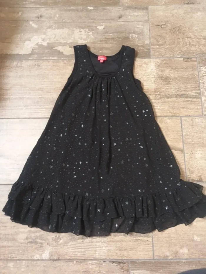 Robe sans manche fête cérémonie anniversaire mariage Noël Fille 6 ans étoiles tulle Tissaia
