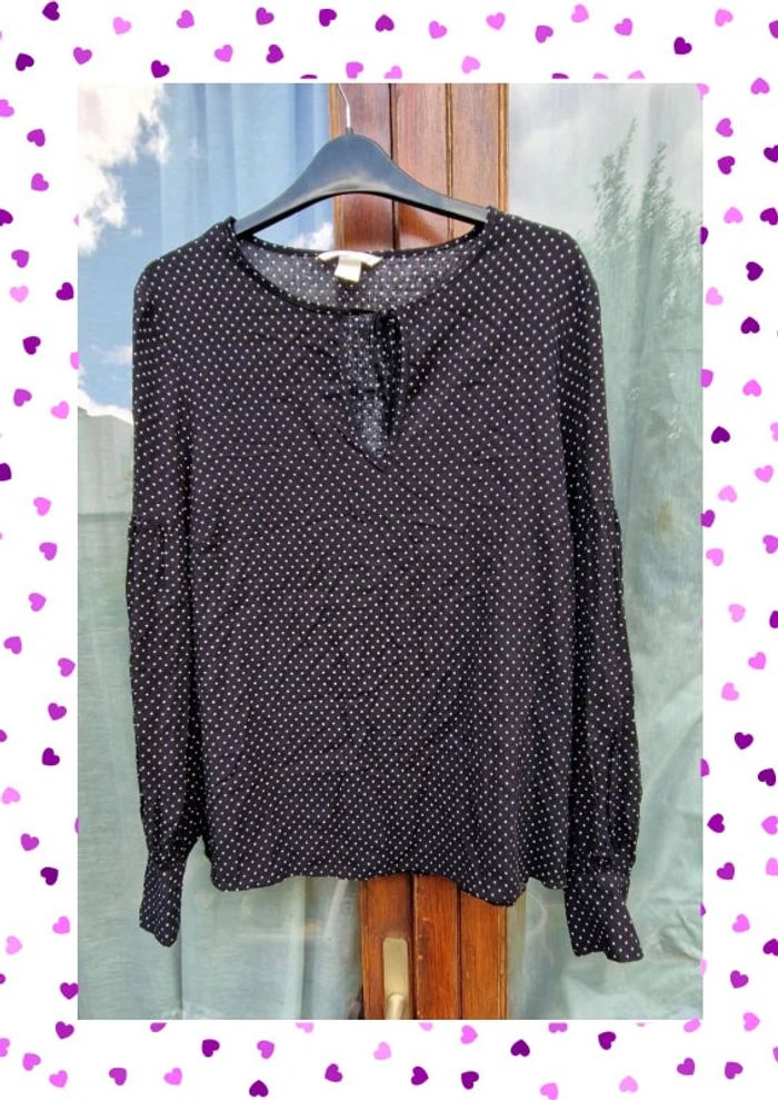 Haut H&M taille 46 noir pois blanc - photo numéro 6