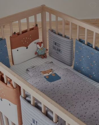 Tour de lit pare-chocs Baby fox bleu multicolore