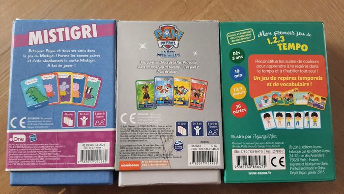 Lot 3 jeux de cartes Mistigri,  Bataille,  1.2.3 Tempo - photo numéro 2
