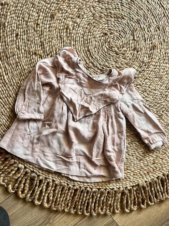 Blouse rose à volants Zara 9 mois
