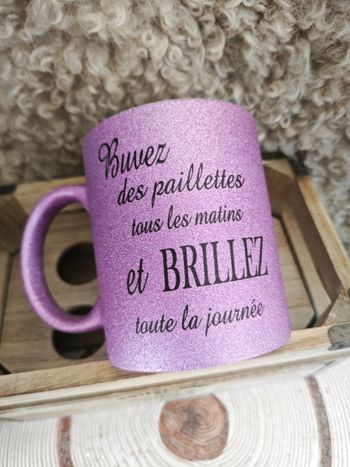 Tasse Glitter Rose Buvez des Paillettes