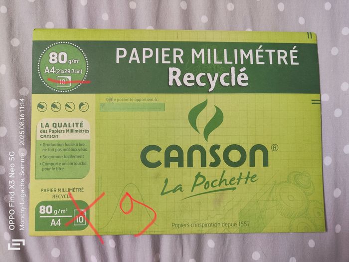 9 feuilles de papier millimétré recyclé canson 80g/M2 A4 21x29,7cm  Réduction jusqu'à -70%