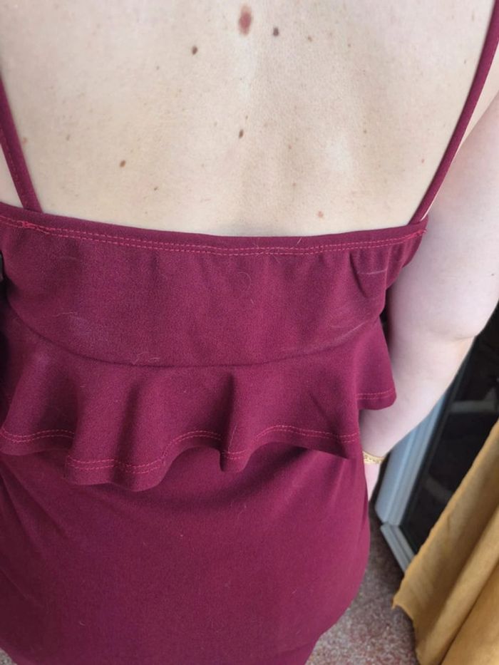 Robe uni à bretelle et volant - photo numéro 4