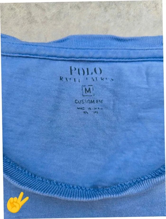 T-shirt Ralph Lauren M coupe col rond bleu Homme Men tee14b - photo numéro 3