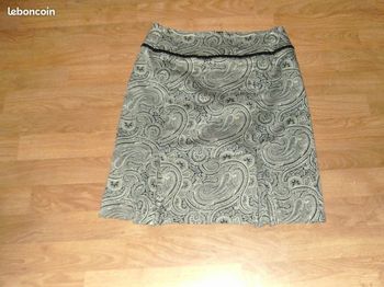 Jupe JUS D'ORANGE motif cachemire beige et noire 40 TBE