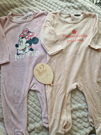 Lot de pyjamas rose 1 pièce bébé fille 12 mois disney