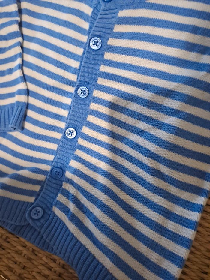 Petit gilet cardigan marin rayé bleu blanc 6 mois benetton - photo numéro 3