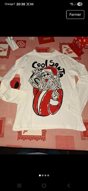 Tee-shirt manches longues Gemo Noël 🤶 🎅  10 ans