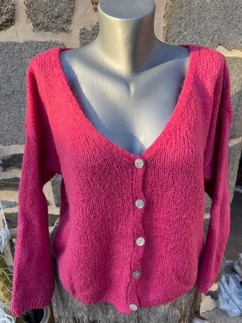 Cardigan en mohair rose fushia - Boutique indépendante 